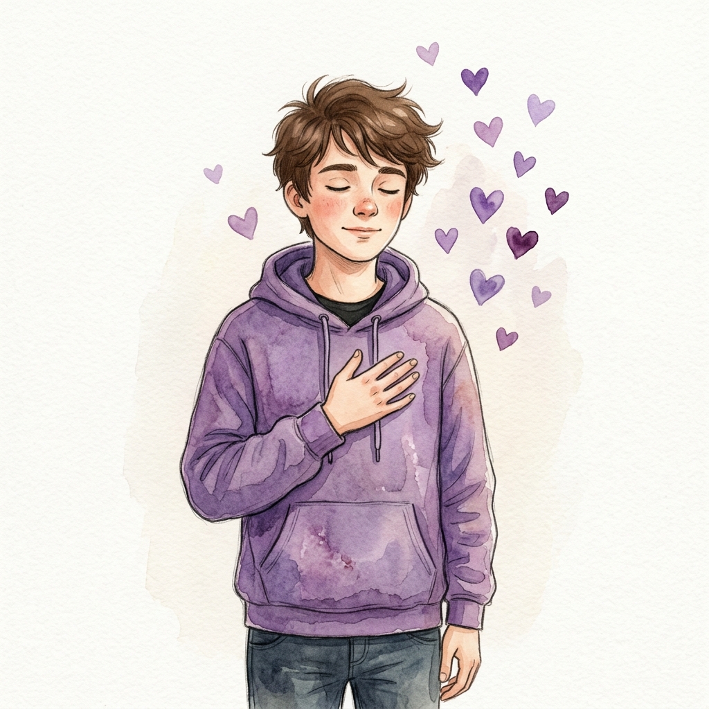 Teenage boy looking peaceful