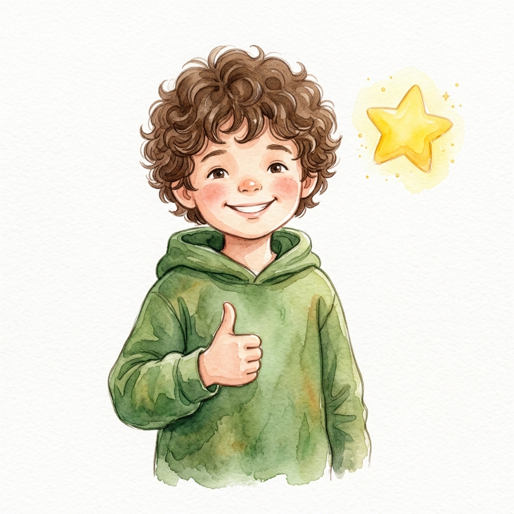 Boy giving a thumbs up
